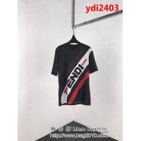 FENDI芬迪 19SS新款 mania系列 拼色logo定位印花 雙面絲光純棉 男款復古T恤 ydi2403