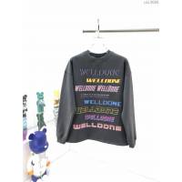 welldone男裝 多彩字母塗鴉logo印花 welldone石灰色圓領衛衣  ydi3088