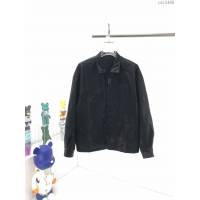 Prada男裝 普拉達2020秋冬新款經典三角形刺繡logo復古大口袋皮衣  ydi3486
