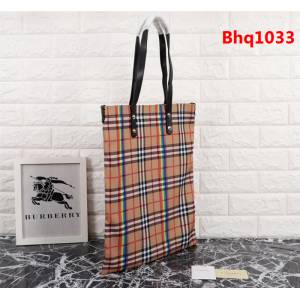 BURBERRY巴寶莉 大號棉質帆布購物袋 vitage復古格紋 2131  Bhq1033