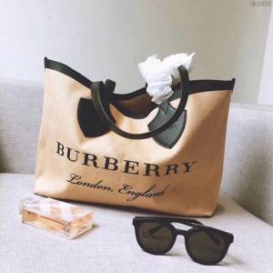 Burberry專櫃新款女包 巴寶莉The Giant中號黃麻吉安特包 男女通用款  db1088