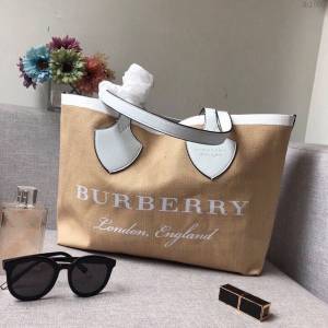 Burberry專櫃新款女包 巴寶莉The Giant中號黃麻吉安特包 男女通用款  db1089