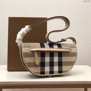 Burberry專櫃新款女包 巴寶莉時裝秀款肩背包 半圓包  db1136