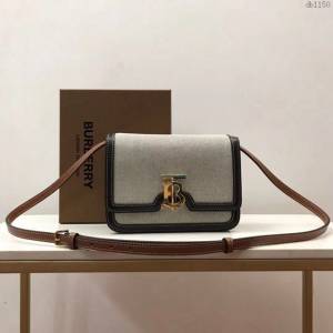 Burberry專櫃新款女包 巴寶莉雙色帆布TB小號斜挎包單肩包  db1150