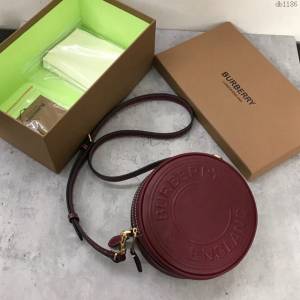 Burberry專櫃新款女包 巴寶莉紅色全小牛仔皮圓形Louise路易絲包  db1186