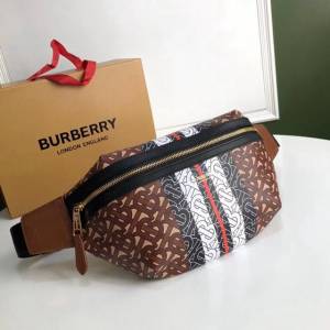 Burberry專櫃新款腰包 巴寶莉專屬標識條紋腰包挎包胸包  db1208