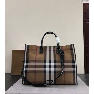 Burberry專櫃新款包包 巴寶莉棉質格子風格托特包手提包 貝爾特包  db1227