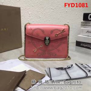 BVLGARI寶格麗 Serpenti Forever小牛皮翻蓋包 鏈條單肩斜挎包 285884 FYD1081