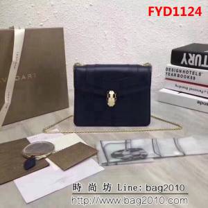 BVLGARI寶格麗 進口牛皮 時尚百搭 小號 鏈條單肩斜挎包 34559 FYD1124
