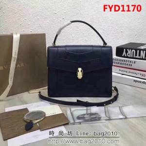 BVLGARI寶格麗 頂級牛皮大號蛇頭包 蛇首搭扣 手提肩背包 可拆卸肩帶 38629 FYD1170