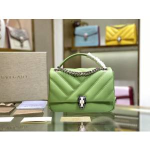 Bvlgari女包 寶格麗新色牛油果綠 新品Serpenti Cabocho肩包 287993  fyd1463