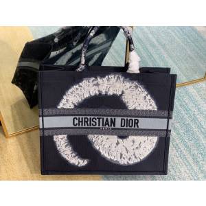 Dior女包 迪奧大號新品星際藍帆布手袋 M1286L Dior購物手提包  fyd1557
