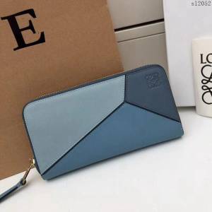 LOEWE錢包 122N89 頭層皮幾何錢包 羅意威原單長錢包  sl2052
