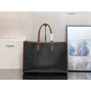 Celine專櫃2022新款手提托特包 賽琳CABAS TRIOMPHE TOTE帆布印花橫款手袋 sldj2234