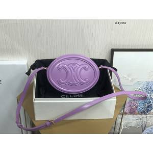 Celine專櫃2022新款經典凱旋門Logo大月餅包斜挎女包 賽琳OVAL CUIR TRIOMPHE大光滑牛皮革橢圓形手袋 sldj2262