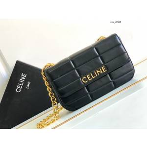 Celine專櫃2022新品絎縫鏈條羊皮斜挎包 賽琳MATELASSé MONOCHROME絎縫羊皮革鏈條肩背包 sldj2368