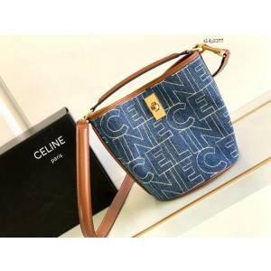 Celine專櫃2022新款Bucket 16Bag mini水桶包 賽琳195573s牛仔布水桶包 sldj2377