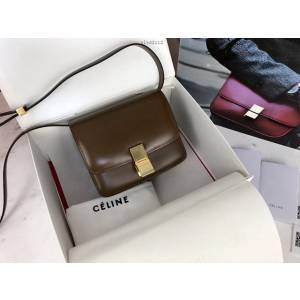 Celine女包 賽琳全新升級Box包 手搓紋胎牛皮 復古小號豆腐包 Celine單肩斜挎女包  slyd2112