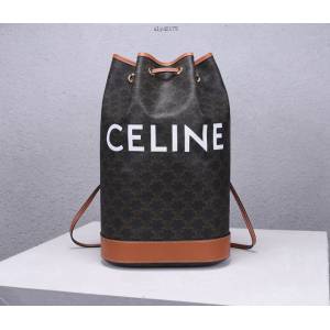 Celine女包 賽琳TRIOMRHE 老花系 凱旋門復古印花雙肩女包 191532咖啡  slyd2175