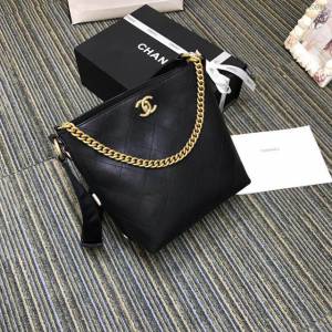 Chanel女包 A57573 香奈兒秋冬新款嬉皮包 小牛皮羅緞 小號單肩女包  djc3834