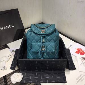 Chanel女包 2020早春新款黑色荔枝紋小牛皮 Duma雙肩背包  djc4009