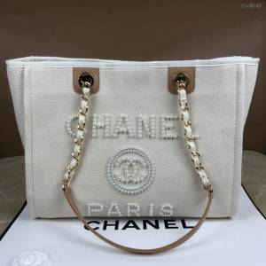 Chanel女包 A66939 Chanel Cabas Ete沙灘包 Chanel春夏新品珍珠帆布購物袋  djc4049