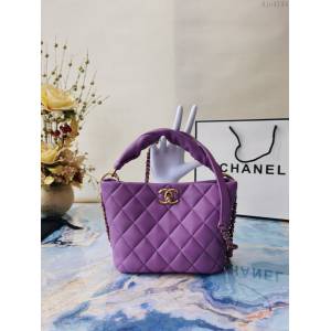 Chanel女包 香奈兒專櫃最新款羊皮金屬鏈條裝飾把柄桶包 Chanel手拎斜挎鏈條包  djc4144