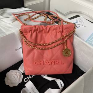 Chanel專櫃新款mini22鏈條女包 香奈兒23BAS3980顆粒22bag經典黑色款迷你版牛皮包 djc5501