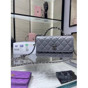 Chanel專櫃新款鏈條女包 香奈兒23K新品遼色水鑽手柄風琴包雙層WOC AP3566Y djc5731