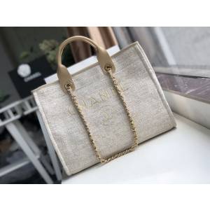 Chanel專櫃新款購物包女包 66941 香奈兒小牛皮沙灘包托特購物袋 djc5806