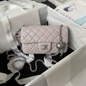 Chanel專櫃新款銀球鏈條女包 香奈兒銀鏈AS1787爆款cf mini口蓋包 djc5938