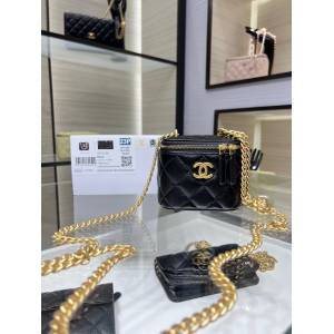 Chanel專櫃23P新款鏈條女包 香奈兒盒子包羊皮山茶花調節扣肩背斜挎女包AP3300Y djc6114