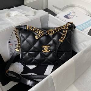 Chanel專櫃新款鏈條小包斜挎女包 香奈兒23K羊皮寬肩帶單肩包AS4305 djc6241