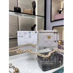 Chanel專櫃新款羊皮鏈條小金球女包 香奈兒22C新品新色霧霾藍小盒子AP1447Y djc6374