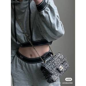 Chanel專櫃24P新款鏈條女包 香奈兒AS2431黑白呢子單肩斜挎包 djc6439