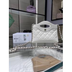 Chanel專櫃24S最新款鏈條單肩斜挎女包 香奈兒mini31bag橫版羊油蠟皮肩背包AP3656 djc6572