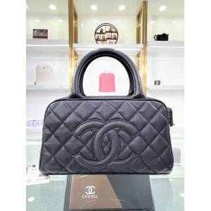 Chanel專櫃新款手提小號保齡球女包 香奈兒魚子醬牛皮Vintagep希爾頓包 djc6760