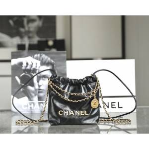 Chanel專櫃新款黑金鏈條女包 香奈兒春夏系列火爆珍珠鏈條Mini22bag djc6771