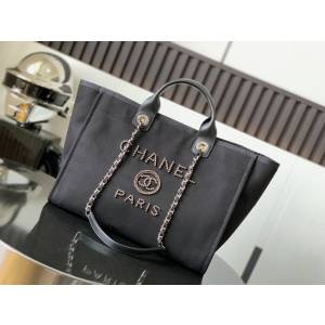 Chanel專櫃新款tote bag女包 香奈兒春夏新款珍珠字母logo帆布沙灘包 djc6868