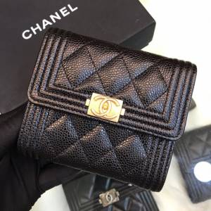 Chanel專櫃經典款女士錢包 香奈兒荔枝牛皮leboy短三折錢包80734 djc7057