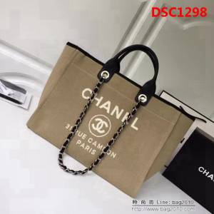 香奈兒CHANEL 2018早春度假系列最新火爆大號帆布沙灘包手提購物袋 DSC1298