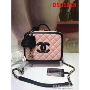 香奈兒CHANEL93342四方盒化妝包 2018新品魚子醬牛皮包 DSC1818