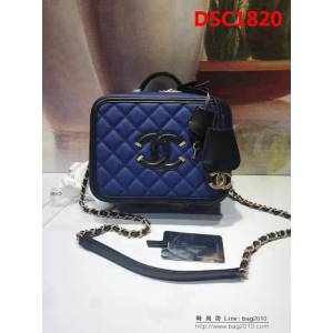 香奈兒CHANEL93342四方盒化妝包 2018新品魚子醬牛皮包 DSC1820