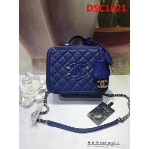香奈兒CHANEL93342四方盒化妝包 2018新品魚子醬牛皮包 DSC1821