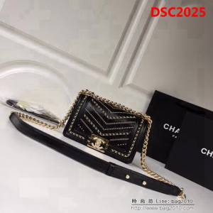 香奈兒CHANELCHANE2018FW款皺紋小牛皮單肩斜挎鏈條包 DSC2025