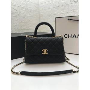 Chanel女包 A92990 小球紋手柄單肩斜挎女包 香奈兒手提中號口蓋包 香奈爾手拎包  djc2609