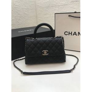 Chanel女包 A92990 小球紋手柄單肩斜挎女包 香奈兒手提中號口蓋包 香奈爾手拎包  djc2610