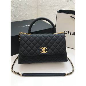 Chanel女包 A92991 小球紋手柄單肩斜挎女包 香奈兒手提中號口蓋包 顆粒壓花小牛皮 香奈爾手拎包  djc2611