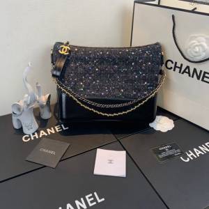 Chanel女包 93824 Gabrielle編織流浪包 小香2020新款 軟呢拼皮 香奈兒肩背包 香奈爾鏈條挎包  djc2617
