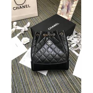 Chanel女包 94485 秋冬新款 GABRIELLE de棱格復古小牛皮革雙肩背包 香奈兒後背包 香奈爾黑色背包  djc2683